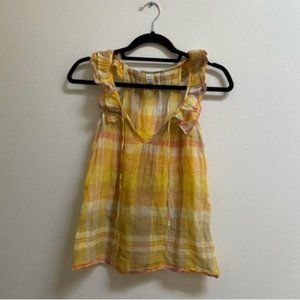 Old Navy Plaid Ruffle Sleeveless Blouse XS